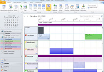 Wer Outlook 2010 über einen Exchange-Server nutzt, kann die Kalenderansicht mehrerer Nutzer oder Gruppen auch voreingestellt übersichtlich speichern.