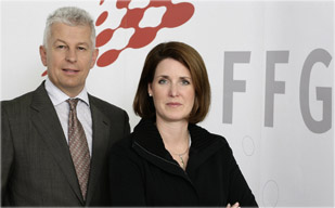 Klaus Pseiner und Henrietta Egerth sind die Geschäftsführer der Forschungsförderungsgesellschaft (FFG).