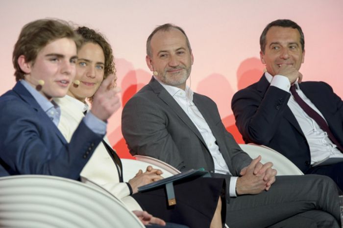 Konstantin Klingler (Lobu), Tabitha Goldstaub (Project Placed, CognitionX), TAG-Boss Alejandro Plater und Bundeskanzler Christian Kern.