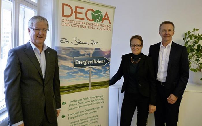 Werner Kerschbaumer, DECA, und Monika Auer von der ÖGUT mit Heinz Mihatsch, DECA. Foto: Karin Legat