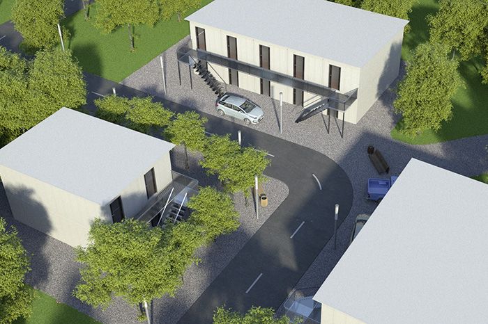 Überall, wo schnell neuer Wohn- und Arbeitsraum benötigt wird, kann der neue Hebel Cubus eingesetzt werden. 
