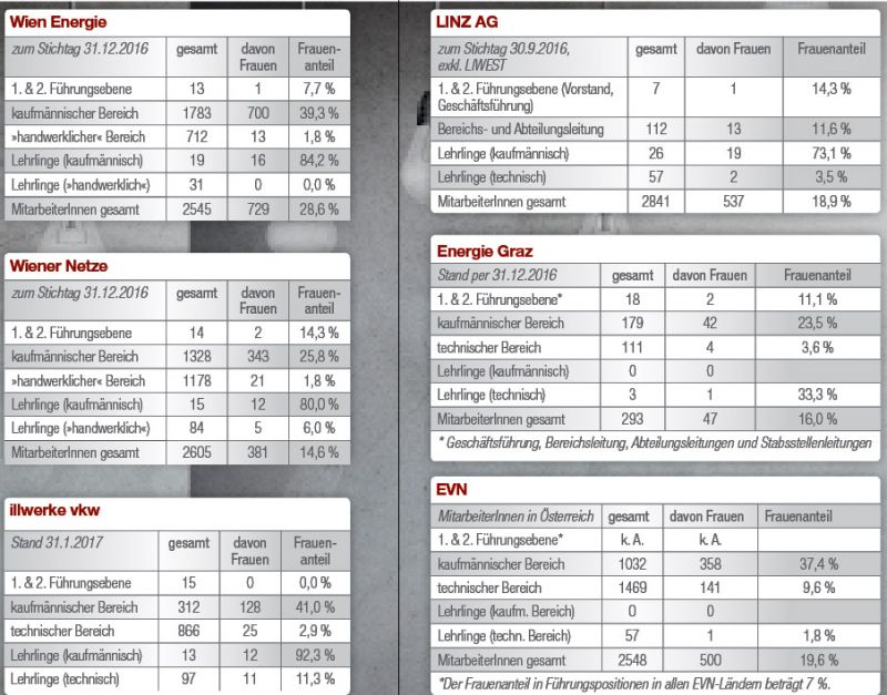 Frauenanteile in der Energiebranche