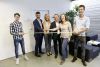Foto: Yannick Pollek, Lehrling TELE Haase; Stefan Ehrlich-Adám, Wirtschaftskammer; Eva Stöger, TELE Office; Gerald Bischof, Bezirksvorsteher Wien Liesing; Brigitte Bednar, FFG, und Adrian Kirchner, Lehrling TELE.
