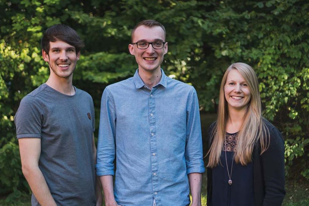 Foto: Alexander Koslowski, Sascha Schütz und Linda Mayr wollen mit Plandata Prozessabläufe auf Baustellen effizienter gestalten. 