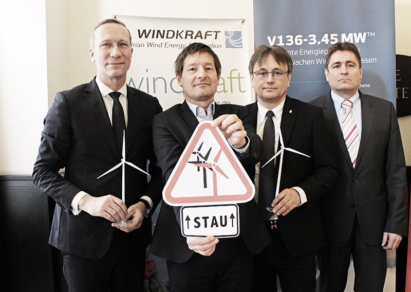 Foto: Nis de Barar, Vestas, Stefan Moidl, IG Windkraft, Michael Gerbavsits, Energie Burgenland, und Frank Dumeier, WEB Windenergie, sehen die Windkraftbranche bereit für eine weitere Ausbauoffensive – wenn die Rahmenbedingungen stimmen.