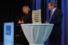 Aufbau des Forschungsschwerpunktes Blockchain: die beiden FH-Geschäftsführer Hannes Raffaseder und Gernot Kohl. Bild: FH St. Pölten/Carola Berger