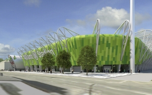 Das neue Allianz Stadion in Wien-Hütteldorf wird von der Totalunternehmerin Strabag finanziert.