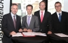 Hannes Ametsreiter, Telekom Austria Group; Philipp Graf, FV Telekommunikations- und Rundfunkunternehmungen; Andreas Bierwirth, T-Mobile Austria; und Jan Trionow, Hutchison. Foto: Ludwig Schedl/APA