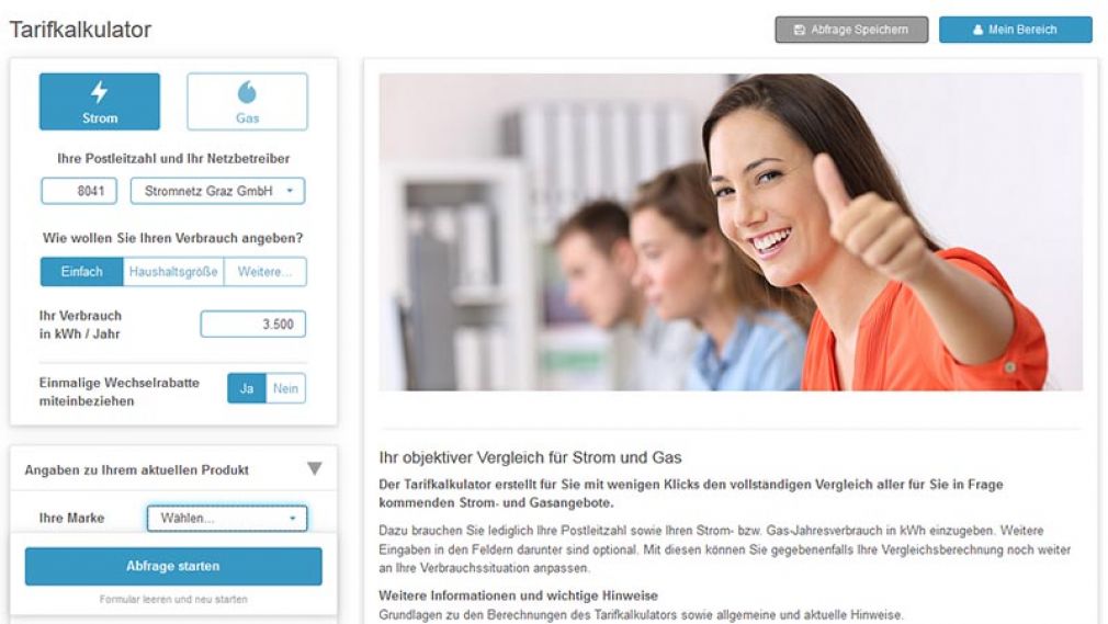 Der Tarifkalkulator der E-Control wurde komplett modernisiert.