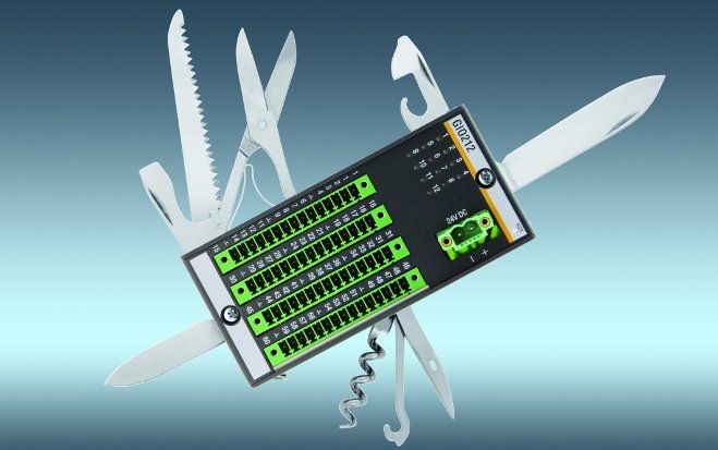 Foto: Mit dem GIO212 löst Bachmann ein Dilemma: Alle Kanäle des Moduls sind als analoge oder digitale Eingänge oder Ausgänge, als Zähler oder Eingang zur Temperatur- bzw. Widerstandsmessung konfigurierbar.