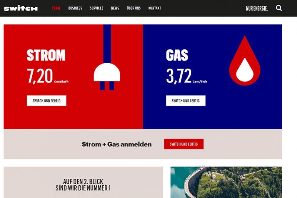 Screenshot der Homepage von Switch vom 5. 2. 2019