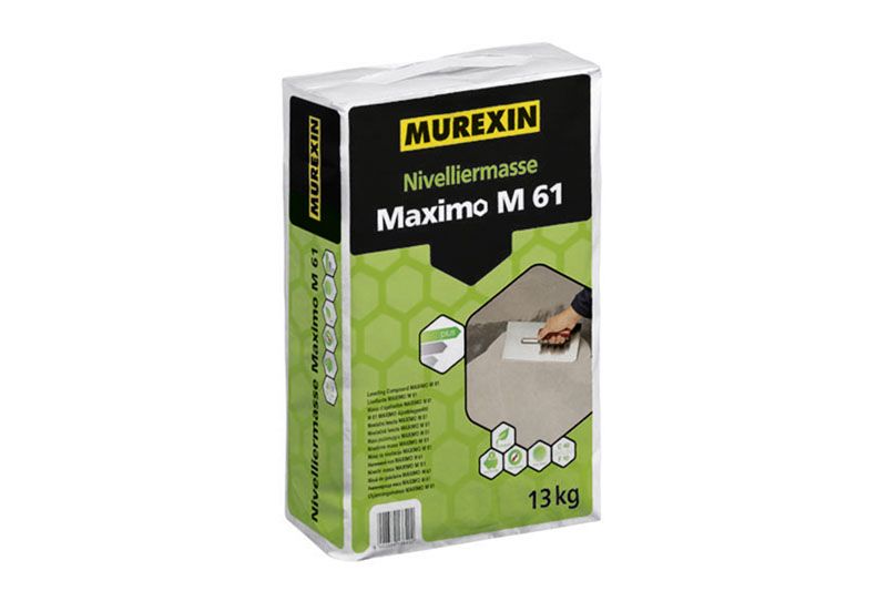 Foto: Maximo-Produkte, im Bild die Nivelliermasse Maximo M 61, versprechen eine um 30 % höhere Ergiebigkeit dank Leichtfüllstoffe. 