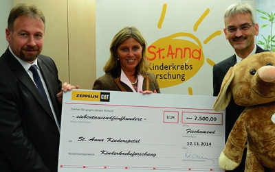 Friedrich Mozelt, Andrea Prantl und Michael Härtel bei der symbolischen Scheckübergabe.