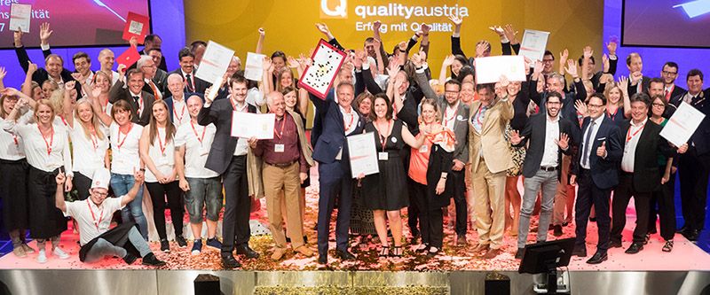 Den 22. Staatspreis Unternehmensqualität vergab das Bundesministerium für Wissenschaft, Forschung und Wirtschaft in Zusammenarbeit mit der Quality Austria am Mittwochabend im Studio 44 in Wien.