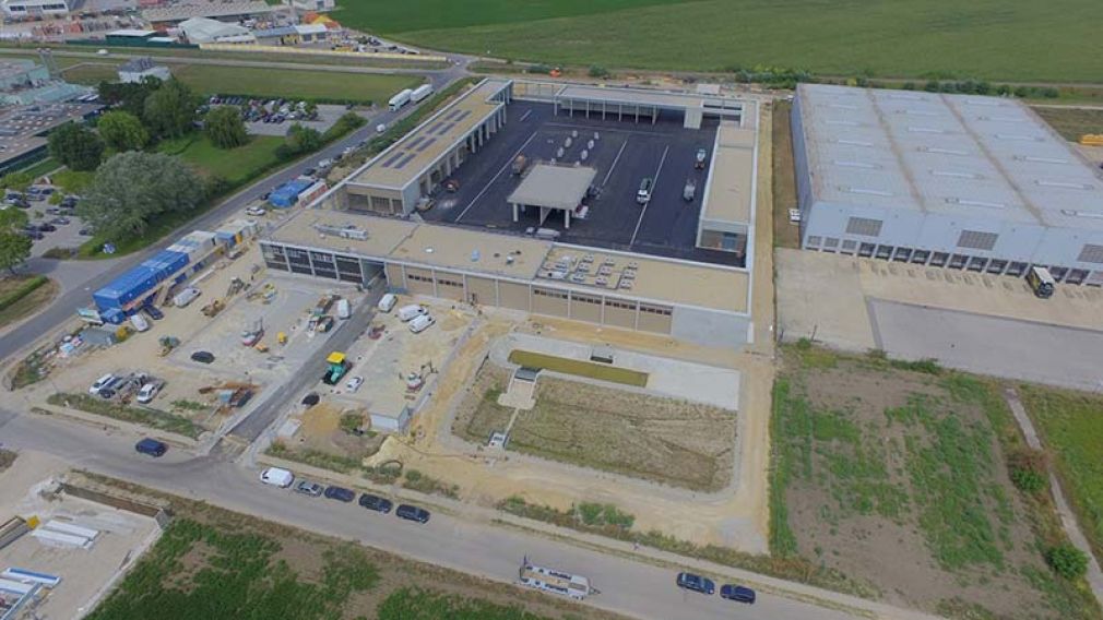 Foto: Das BIM-Pilotprojekt Autobahnmeisterei Bruck an der Leitha kurz vor der Fertigstellung. 