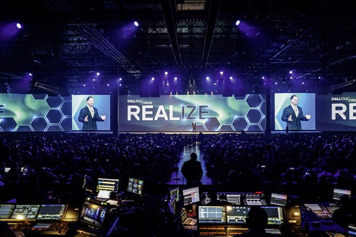 Foto: CEO Michael Dell bei der Eröffnungskeynote.