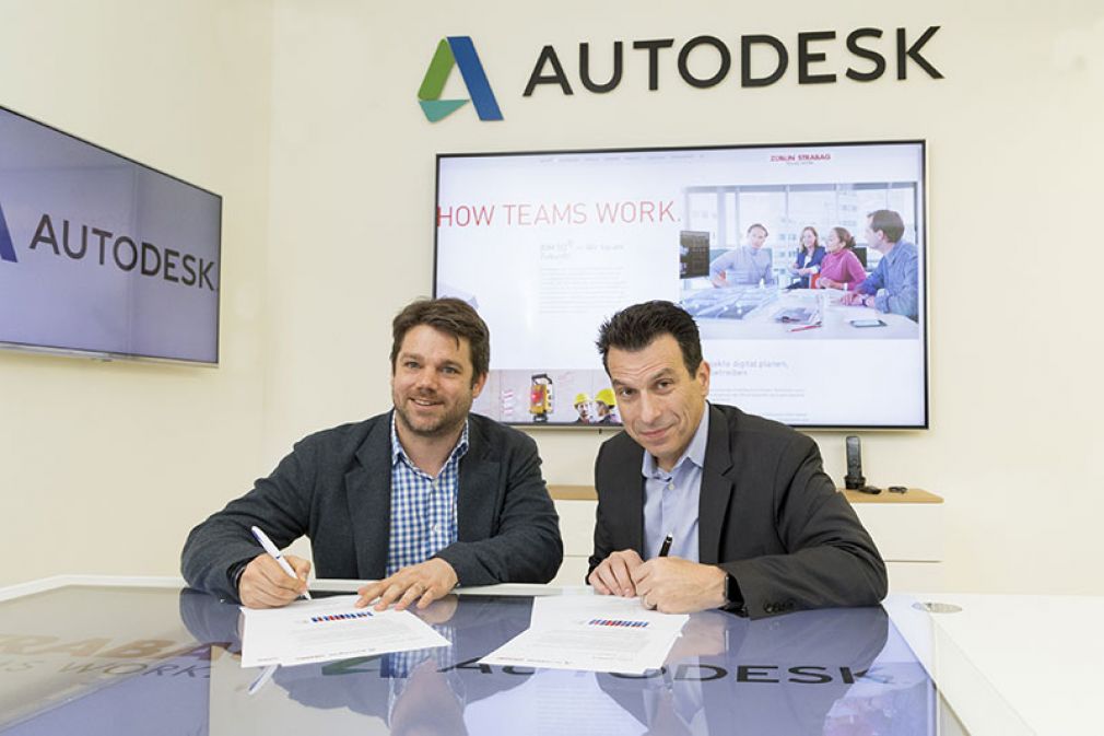 Klemens Haselsteiner, STRABAG-Digitalvorstand, und Andrew Anagnost, CEO von Autodesk, wollen die jahrelange Zusammenarbeit der Unternehmen noch weiter vertiefen. (Bildquelle: Autodesk)