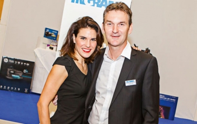 Harald Fellner, Director Product ­Management &amp; Marketing bei Ingram Micro, mit ­Moderatorin Elke Lichtenegger.