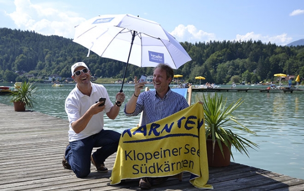 Net4You-­Experte Sigi ­Leitner und Helmuth Micheler, Geschäftsführer Tourismusregion Klopeiner See-Südkärnten, kreieren wetterfühligen Info­service.