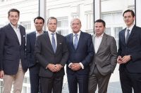Die Teilnehmer des Round Tables (v.l.n.r.): Harald Mahrer, Jochen Borenich, Heinz Marx, Kurt Hofstädter, Nikolaus Kretz sowie Georg Kopetz.