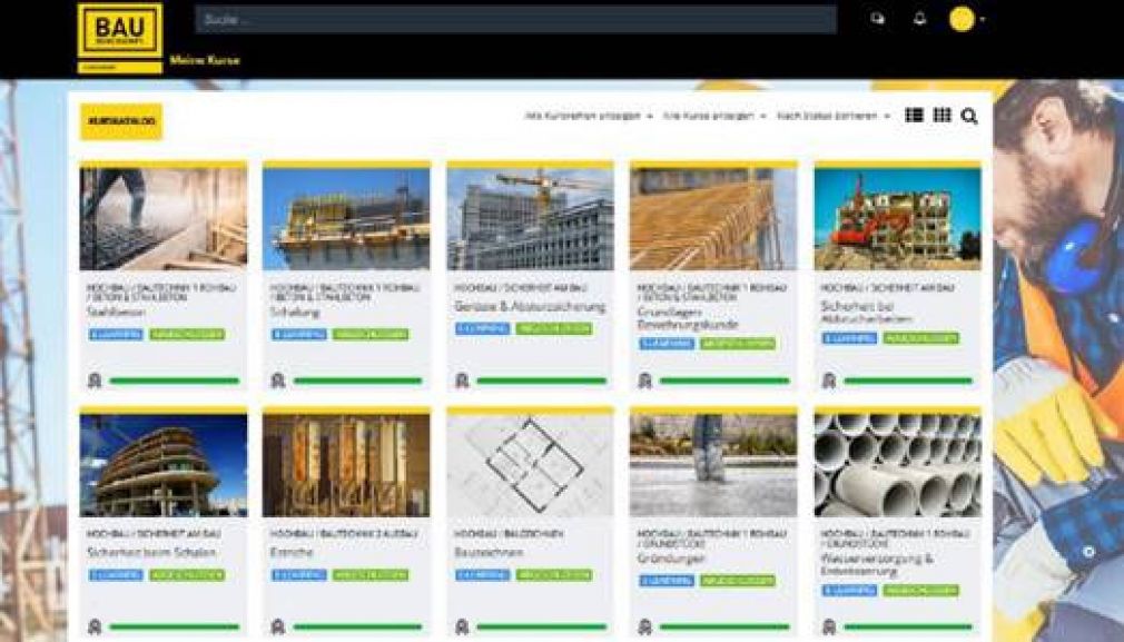 Die Plattform www.e-baulehre.at bietet 37 E-Learning Hauptkurse an.