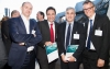 Waren „Over-the-Top“ – zumindest auf der ADL-Dachterrasse: Johannes Gungl, Geschäftsführer der RTR-GmbH für den Fachbereich Telekommunikation und Post, Gastgeber Karim Taga vom Innovations- und Strategieberater Arthur D. Little, der globale Arthur D. Little-CEO Ignacio GarciaAlves und Drei-Chef Jan Trionow.