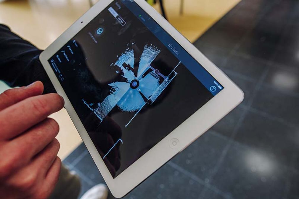 Foto: Per Laserscan und 360-Grad-Kameras wird das Gebäude Raum für Raum digitalisiert.