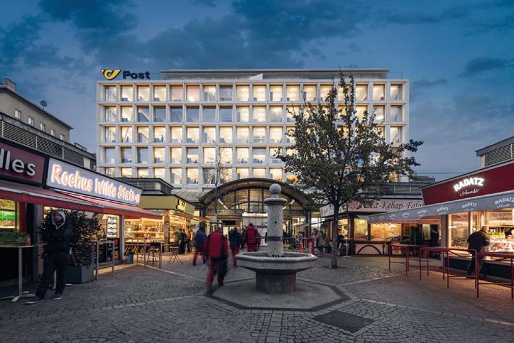 Foto: Der Prüfstand des AIT wurde am Neubau der Unternehmenszentrale der Post AG am Wiener Rochusmarkt erfolgreich angewendet.