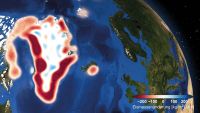 Foto: Die Grafik zeigt basierend auf GOCO06S den Eismassenverlust in Grönland.