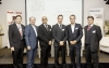 Foto: Diskussion zu Geschäftsmodellen.  Moderator Martin Szelgrad (Report) mit Daniel Fallmann 	(Mindbreeze), Gerhard Köhle (BRZ),  Gerhard Raffling (Commvault), Martin Madlo (Interxion) und Axel Quitt ( T-Systems).