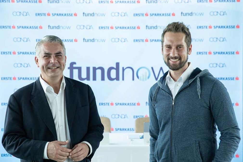 Foto: Peter Bosek, CEO der Erste Bank Österreich, und Conda-Geschäftsführer Daniel Horak sprechen mit FundNow gezielt JungunternehmerInnen und Start-ups an.
